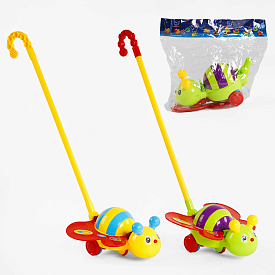 Каталка 0376 (96/2) "Бджілка", 2 кольори, з дзвіночком, на паличці, 54 см, в пакеті - 1 - smarttoys.com.ua