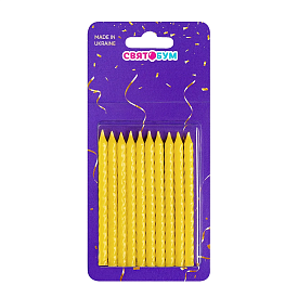 Свічки для торта "Спіральки" маленькі жовті 10 шт - 1 - smarttoys.com.ua