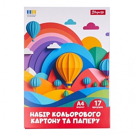 Набір кольорового картону та паперу 1Вересня "Classic", 17 аркушів, А4, папка - 1 - smarttoys.com.ua
