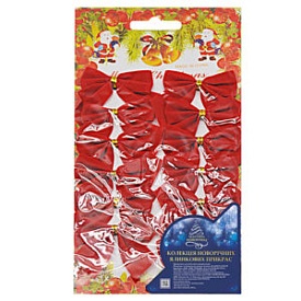 Новорічная прикраса "Бантик" 5x5см 12шт/уп, 8902 - 1 - smarttoys.com.ua