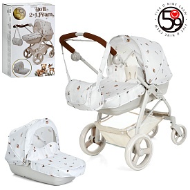 Візок T726051 для ляльки, 2в1, класика, люлька-переноска,рег. ручка,кошик,мет.,сумка,кор.,35-56-22см - 1 - smarttoys.com.ua