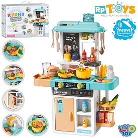 Кухня 889-297 плита, мийка-ллється вода(механіч),пара/дим,посуд,продукти,52д.,бат.,кор.,49-35,5-13см - 1 - smarttoys.com.ua