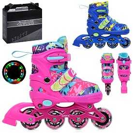 Ролики A4160-Sрозсувні, шнур+бакля,алюм.рама,колесаПВХ 61мм,1світ.устіл18см+2,5см32-27-10см - 1 - smarttoys.com.ua