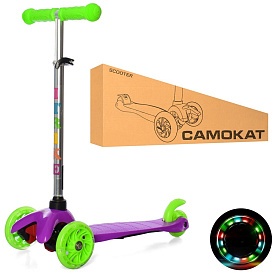 Самокат BB 3-013-4-C-V MINI,алюм+пласт,кол3шт,світло,2перПУ110мм,задн76мм,підніж29-11см,кермо59/69см - 1 - smarttoys.com.ua