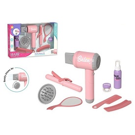 Набір аксесуарів LD-337B набір перукаря,фен-повітря,плойка,гребінці,дзеркало,бат.,кор.,39-25,5-6,5см - 1 - smarttoys.com.ua
