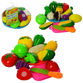 Продукти 2018B на липучці, дощечка, тарілка, 2 види (овочі, фрукти), сітка, 15-15-13 см. - 1 - smarttoys.com.ua