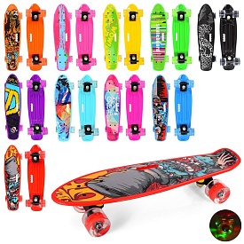 Скейт MS 0749-11 пенні, алюм.підвіска, кол.ПУ-світло, малюнок, ручка,розібр.,10 видів,кул.,55-14,5см - 1 - smarttoys.com.ua