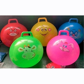 М'яч для фітнесу MS 4301 350г, з ручкою, мікс видів(тварина)/5 кольорів, кул.і, 17-19-5 см. - 1 - smarttoys.com.ua