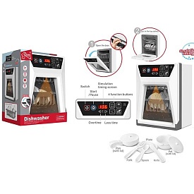 Побутова техніка F2315 посудомийна машина,ел.табло-таймер,посуд,муз.,світло,бат.,кор.,21-25,5-14,5см - 1 - smarttoys.com.ua