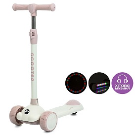Самокат JR3-129-P Mini, мет.+пласт., 2 пер.ПУ108мм, задн.75мм,кермо,муз.,світло,бат.,кор.,54-28-17см - 1 - smarttoys.com.ua