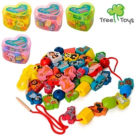 Дерев'яна іграшка Шнурівка MD 0344 фігурки-тварини, 4 види, колба, 14,5-13,5-9 см. - 1 - smarttoys.com.ua