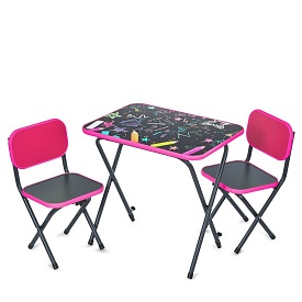 Столик Creative малиновий з 2 стільчиками, 59,5-44 см., складний, олівці. - 1 - smarttoys.com.ua