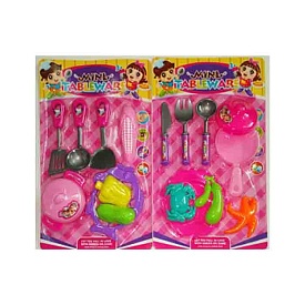 Посуд 1590-1 кухонний набір, продукти, 2 види (сковорідка, кастрюля), лист, 18-31-4 см. - 1 - smarttoys.com.ua