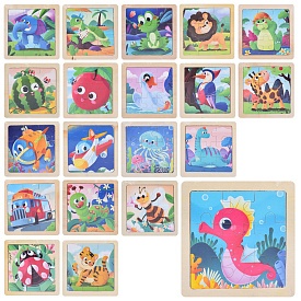 Дерев'яна іграшкаПазлиMD0762.9дет,мікс(транспорт, тварини, фрукти, мор.меш.птахи)у кул.11-11-0,5см - 1 - smarttoys.com.ua