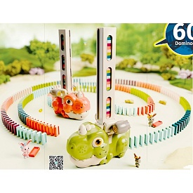 Гра 8090-B динозавр з доміно, доміно 60шт., їздить, 2 кольори, муз., світло, бат., кор., 14-26-10см. - 1 - smarttoys.com.ua