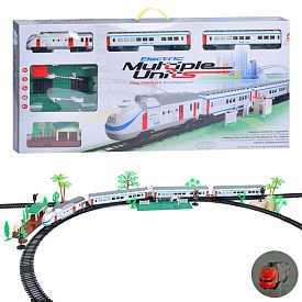 Залізниця 22840 локомотив, 3 вагони, шлагбаум, вокзал, муз., світло, бат., кор., 89,5-38,5-8 см. - 1 - smarttoys.com.ua