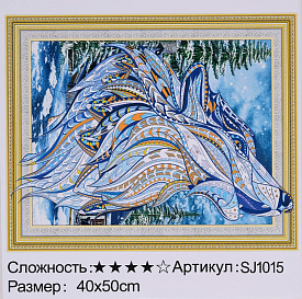 Алмазна мозаїка SJ 1015 (30) "TK Group", "Зимовий вовк", 40х50см, великі алмази, в коробці - 1 - smarttoys.com.ua