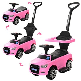 Каталка-толокар M 3503A-8 ручка, рожевий, муз., світло, бат., 89,5-44-90 см. - 1 - smarttoys.com.ua