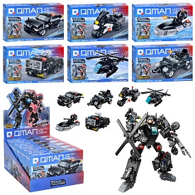 Конструктор Qman 41107 поліція, транспорт, від 108дет.,6видів,кор.,6в1(робот),6шт.в диспл.,23-28-14 - 1 - smarttoys.com.ua
