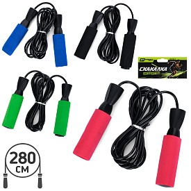 Скакалка MS 0186-2.306см (мотузка280см,2 ручки26см), мотузка гума, ручки-EVA, підш,14-21-3см - 1 - smarttoys.com.ua