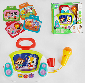 Караоке 3138 (12/2) підсвічування, 4 музичні картки, веселі мелодії. звукозапис, мікрофон, в коробці - 1 - smarttoys.com.ua