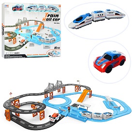 Залізниця 8870-1 локомотив 2шт, вагон, машинка, 717см., 98дет., муз., світло, бат., кор., 64-55-7см. - 1 - smarttoys.com.ua