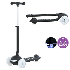 Самокат JR3-140-B мет.+пласт., 3 колеса,2 кол.125мм, задн.90мм, муз., світло, бат., кор., 65-34-20см - 1 - smarttoys.com.ua