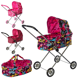 Візок 9308/002 для ляльки, мет., кул., 72-32 см. - 1 - smarttoys.com.ua