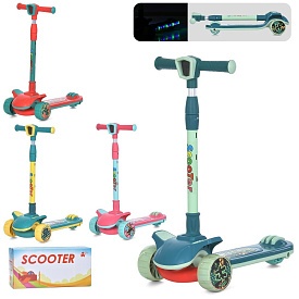 Самокат JR 3-092 Maxi-big,мет.+пласт.,3кол.ПУ,2пер.110мм,задн.75мм,підніжка,4кольори,світло,бат.,кор - 1 - smarttoys.com.ua