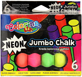 Крейда кольорова JUMBO NEON 6шт/кол COLORINO - 1 - smarttoys.com.ua