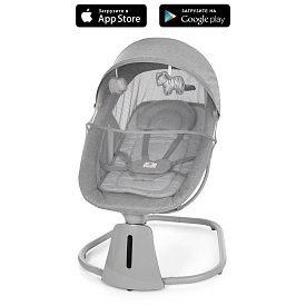 Заколисуючий центр-шезлонг 8018 пульт, APP, USB, таймер, москіт.сітка, іграшки, муз., сірий - 1 - smarttoys.com.ua