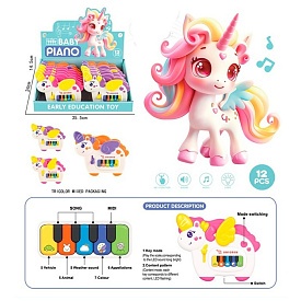 Піаніно 189-3A2 єдиноріг, звуки тварин, 3 кольори, муз.(англ), світло,12шт. в диспл., бат.,36-14-24с - 1 - smarttoys.com.ua