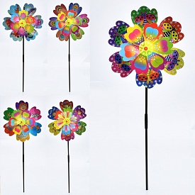 Вітрячок MR 1355 квітка, діам. 28 см., паличка, мікс видів, кул., 29-29-4 см. - 1 - smarttoys.com.ua