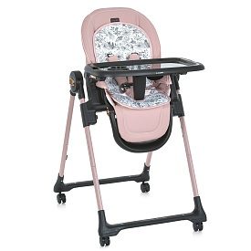 Стільчик ME 1037-B CRYSTAL Rose Gold для годування, 5-точ. ремені, матрац, 4 колеса, шкір., рожевий - 1 - smarttoys.com.ua