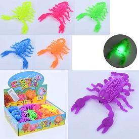 Ї-їжачок MS 4005 антистрес, скорпіон, 6 кольорів, світло, бат. (табл.), 24 шт. в диспл., 26-19-6,5см - 1 - smarttoys.com.ua