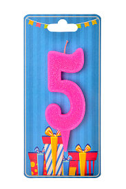 Свічка для торта  "Цифра 5" рожева - 1 - smarttoys.com.ua