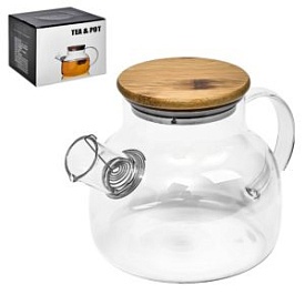 Заварник- графін "Fusion" 1.0л з пружиною-ситом та бамбуковою кришкою R92188 - 1 - smarttoys.com.ua