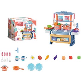 Кухня 899-1 плита, мийка-ллється вода (механіч.), посуд, продукти,муз.,світло,бат.,кор.,23,5-18-20см - 1 - smarttoys.com.ua