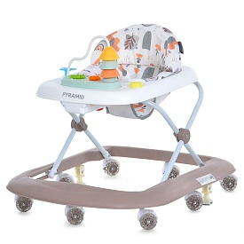 Ходунки ME 1217 PYRAMID Mocha музика, колеса 8шт, стопор, на бат-ці, бежевий - 1 - smarttoys.com.ua