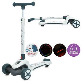 Самокат JR3-125-W Maxi-big, метал+пластик,3колеса PU,2пер 115мм,задн.90мм,кермо,муз.,світло,бат.,кор - 1 - smarttoys.com.ua