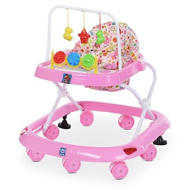 Ходунки M 0541C-6 дуга з підвісками, колеса 8 шт., 2 стопора, муз., світло, бат., рожевий. - 1 - smarttoys.com.ua