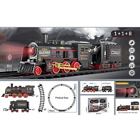 Залізниця 652-X1 локомотив, вагон, муз., світло, бат., кор., 36,5-26,5-5,5 см. - 1 - smarttoys.com.ua