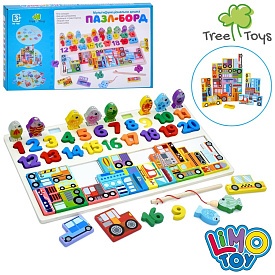Дерев'яна іграшка Багатофункціональна дошка MD 1981 Пазл-борд,трансп.,ігр.поле,цифри,риболовля,кор. - 1 - smarttoys.com.ua