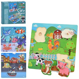 Дерев'яна іграшка Рамка-вкладиш MD 0153 з ручкою,5фігур,ігр.поле15-15см,3в.,у кор. 15,5-15,5-2,5см - 1 - smarttoys.com.ua