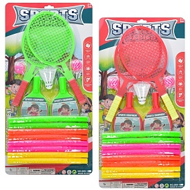 Набір спортивний MR 0847 ракетки 4шт., кульки 2шт., волан 1шт., обруч, 2 кольори, лист, 58-30-4 см. - 1 - smarttoys.com.ua