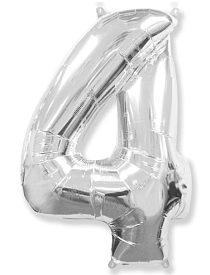 Кульки надувні фольговані MK 2723-1 (1000шт) цифри, 18 дюймів, цифра 4,срібло - 1 - smarttoys.com.ua