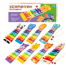 Ксилофон 35692 (36) "WToys", “Тварини”, дерев’яний, 8 нот, молоточки, в коробці, ВИДАЄТЬСЯ ТІЛЬКИ МІКС ВИДІВ - 1 - smarttoys.com.ua