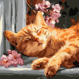 Набір для розпису по номерах "Рудий кіт на підвіконні" 40х40см - 1 - smarttoys.com.ua