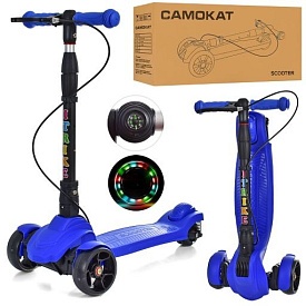 Самокат JR 3-060-40-BL MAXI, алюм+пласт.,3кол.ПУ120мм-світло,кермо66/78см,підніжка,руч.гальмо,синій. - 1 - smarttoys.com.ua
