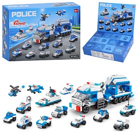 Конструктор 9113K12 поліція, адвент-календар, транспорт, 12в2(машина, катер),в кор.,24,5-18,5-5см - 1 - smarttoys.com.ua